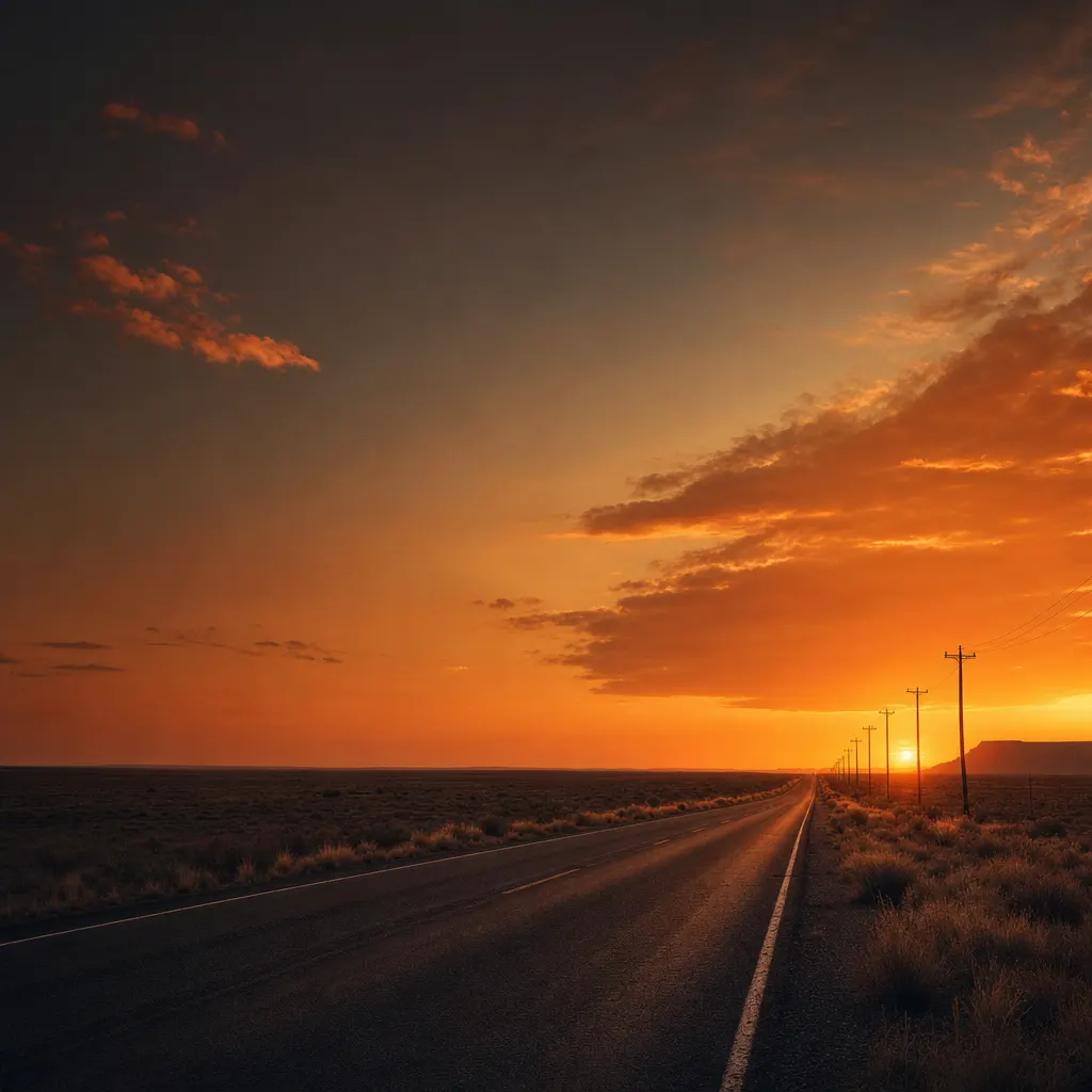 Texas highway at dusk