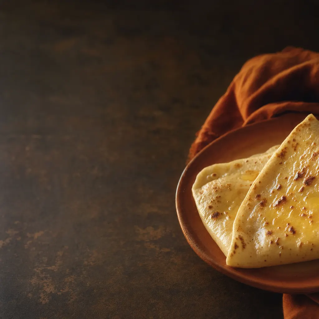 Folded butter tortilla with melted butter