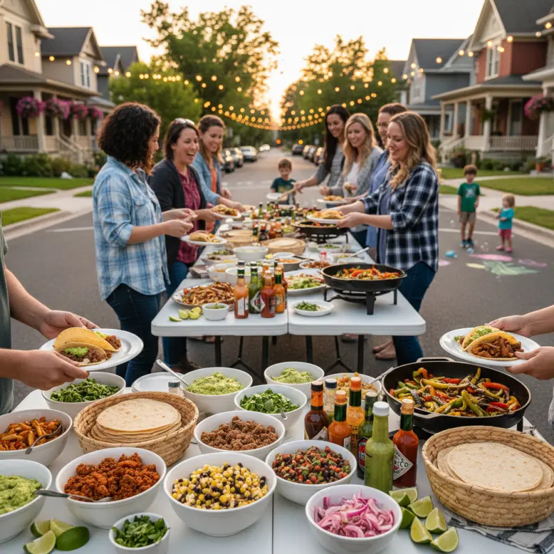 Neighborhood block party taco bar