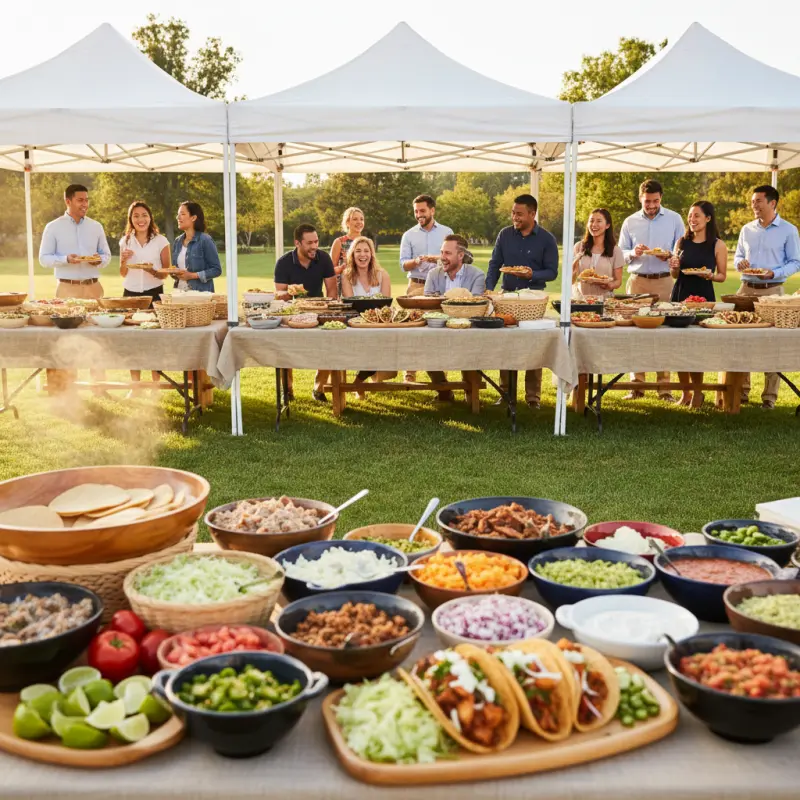 Outdoor company picnic taco bar