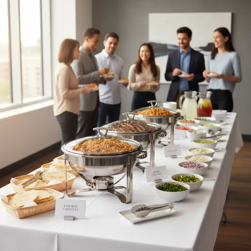 Professional corporate taco bar setup