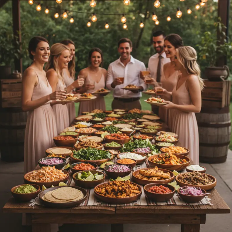 Intimate rehearsal dinner taco bar