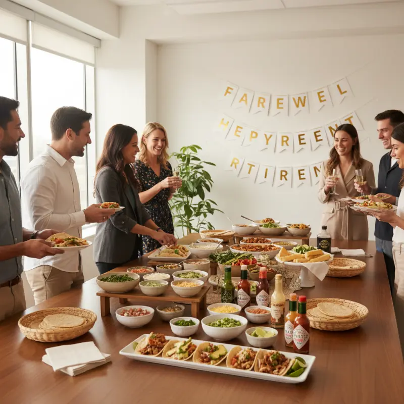 Office retirement party taco celebration