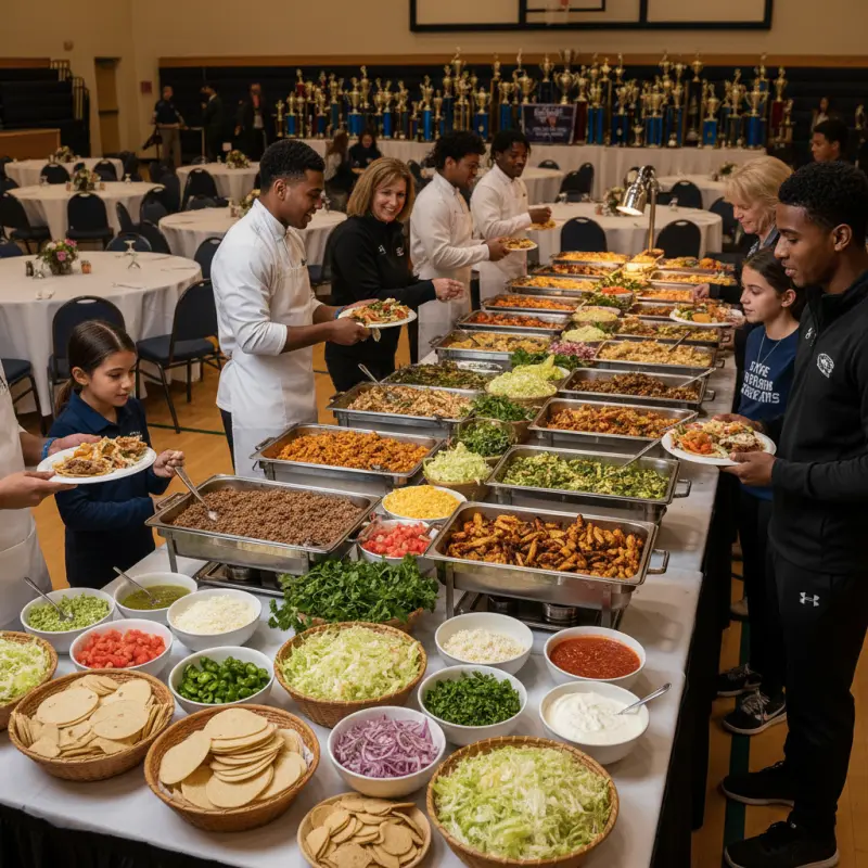 Sports team banquet taco buffet